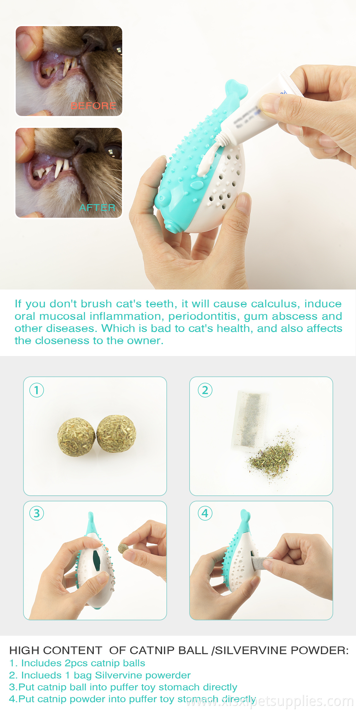 Pet Suppliers Customized Luxury Eco Pet Cat Toothbrush Toy